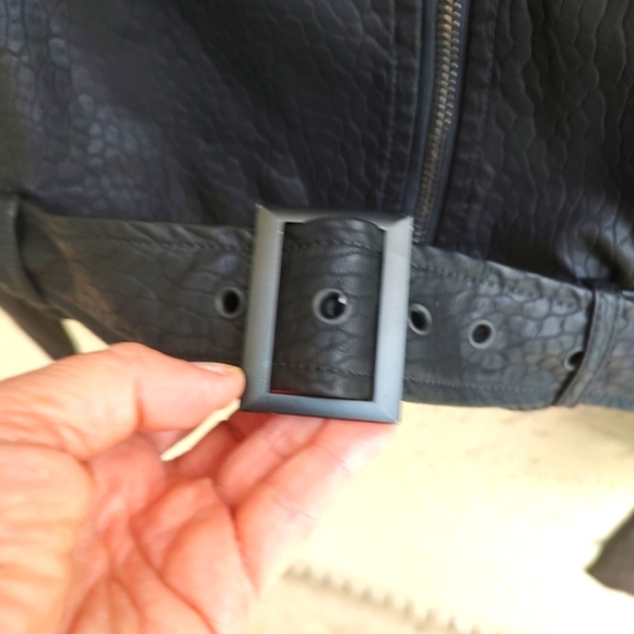 Moto jacket Coalition Black Vegan embossed  faux leather - Picture 6 of 8